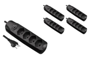 F.power Steckdosenleiste 4xT13 KIT5 230V, H05VV-F 3G1.00, OS, schwarz (5/25)