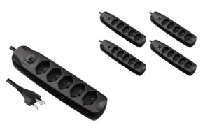 F.power Steckdosenleiste 5xT13 KIT5 230V, H05VV-F 3G1.00, OS, schwarz (5/25)