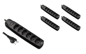 FURBER.power F.power Steckdosenleiste 6xT13 KIT5 230V, H05VV-F 3G1.00, MS, schwarz (5/25) kaufen | Mediatech.ch