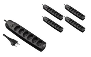 1748075 - Mediatech FURBER.power F.power Steckdosenleiste 6xT13 KIT5 230V, H05VV-F 3G1.00, OS, schwarz (5/25) kaufen | Mediatech.ch