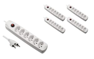 F.power Steckdosenleiste 6xT13 KIT5 230V, H05VV-F 3G1.00, OS, weiss (5/25)