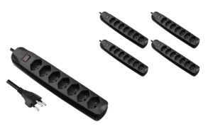 1748077 - Mediatech FURBER.power F.power Steckdosenleiste 7xT13 KIT5 230V, H05VV-F 3G1.00, MS, schwarz (5/25) kaufen | Mediatech.ch