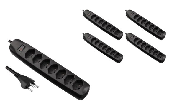 FURBER.power F.power Steckdosenleiste 7xT13 KIT5 230V, H05VV-F 3G1.00, MS, schwarz (5/25) kaufen | Mediatech.ch