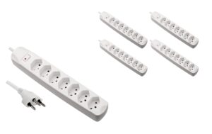 1748078 - Mediatech FURBER.power F.power Steckdosenleiste 7xT13 KIT5 230V, H05VV-F 3G1.00, MS, weiss (5/25) kaufen | Mediatech.ch