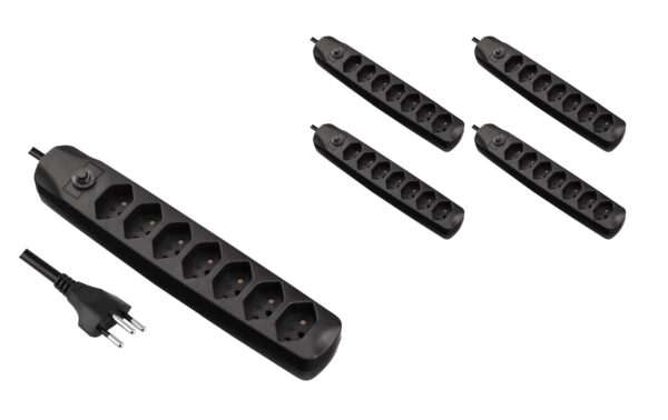 FURBER.power F.power Steckdosenleiste 7xT13 KIT5 230V, H05VV-F 3G1.00, OS, schwarz (5/25) kaufen | Mediatech.ch