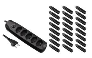 F.power Steckdosenleiste 5xT13 KIT25 230V, H05VV-F 3G1.00, OS, schwarz (5/25)