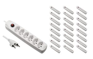 F.power Steckdosenleiste 6xT13 KIT25 230V, H05VV-F 3G1.00, OS, weiss (5/25)