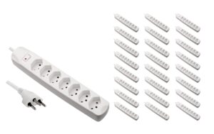 F.power Steckdosenleiste 7xT13 KIT25 230V, H05VV-F 3G1.00, MS, weiss (5/25)