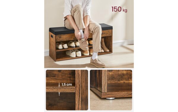 1749814_5 - Mediatech Vasagle Schuhbank gepolstert, 3 Fächer 30x100x44 cm (TxBxH), Traglast 150 kg
