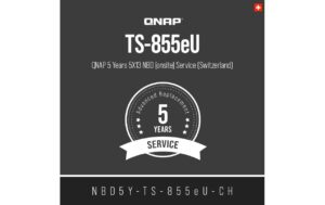 QNAP 5 Jahre 5X13 NBD (onsite) Service (CH) NBD5Y-TS-855eU-CH, Electronic copy
