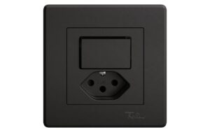 Feller EDIZIOliv Komb 1xT13-1xS3, UP, sz Komplettset mit Steckklemmen Snapfix