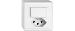 Feller EDIZIOliv Komb 1xT13-1xS3, AP, weiss Komplettset mit Steckklemmen Snapfix