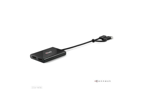 Club 3D, USB Typ-C Dual DP Videosplitte mit USB Type-C Adapter
