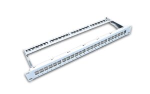 24-Port Patchpanel, geschirmt hellgrau, Leerpanel für Keystone Modul 19