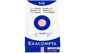 Exacompta Karteikarten A7 rosa, blanko, 205g,74x105mm, 100 Stk