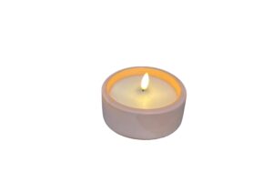 Dameco LED Kerze im Zement Topf rosa indoor LED ww, D 10cm, Timer, exkl. Batterie 2x AA