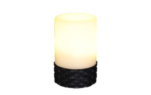 Dameco LED Solar Rattan Tisch Leuchte LED ww, D10.5cm x H18cm, ON/OFF Schalter