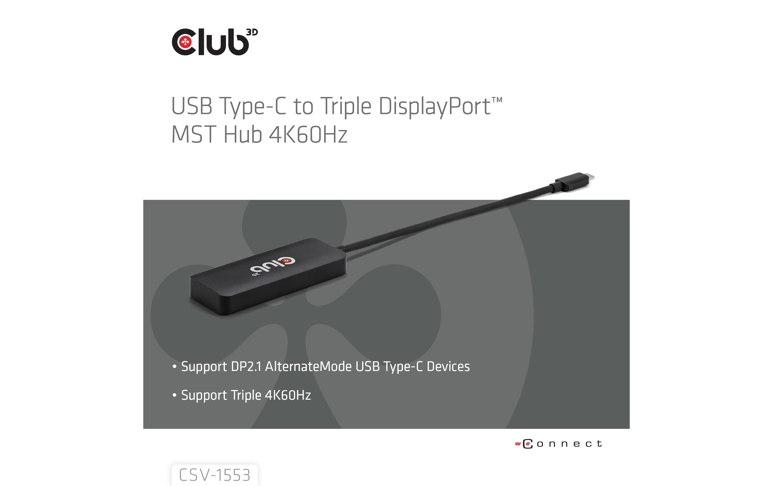1766284_1 - Mediatech Club 3D,USB Typ-C Hub auf 3x DisplayPort 4K60Hz, 28.55 cm