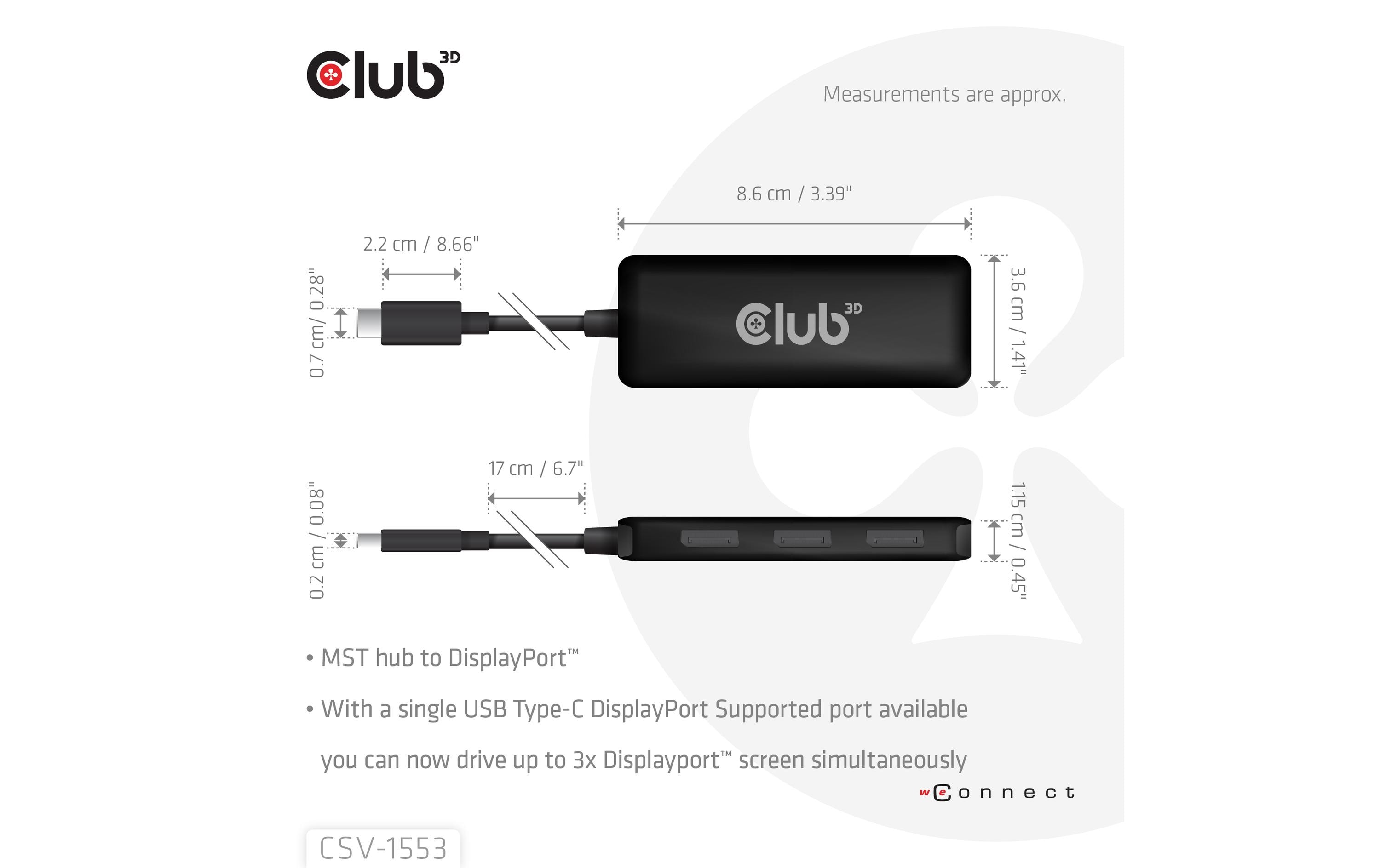 1766284_2 - Mediatech Club 3D,USB Typ-C Hub auf 3x DisplayPort 4K60Hz, 28.55 cm