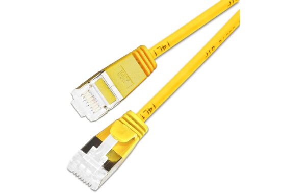SLIM Patchkabel: 50cm, gelb, 90-Pack Cat.6A, U/FTP, LSOH, Klinke nicht brechbar