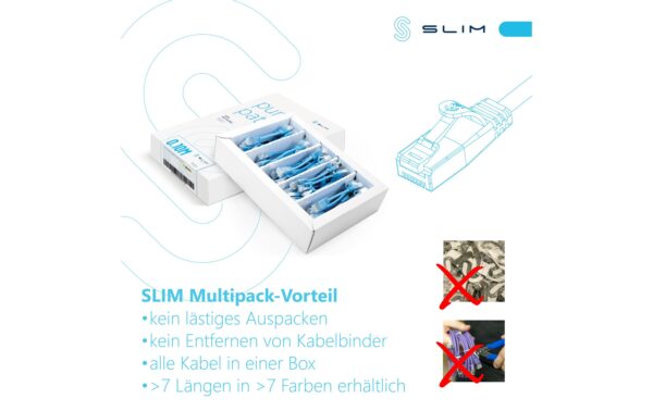 1768325_4 - Mediatech SLIM Patchkabel: 25cm, blau, 50-Pack Cat.6A, U/FTP, LSOH, Klinke nicht brechbar