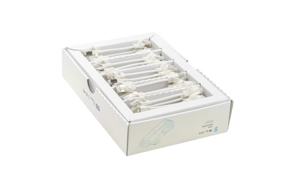 1768338 - Mediatech SLIM Patchkabel: 10cm, weiss, 50-Pack Cat.6A, U/FTP, LSOH, Klinke nicht brechbar