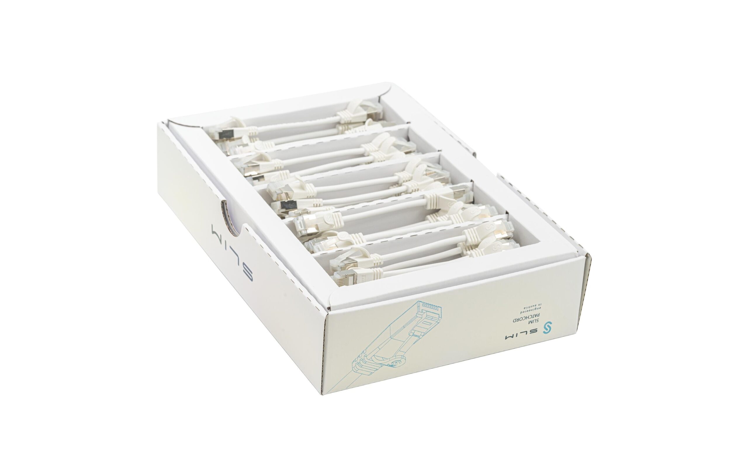 1768338 - Mediatech SLIM Patchkabel: 10cm, weiss, 50-Pack Cat.6A, U/FTP, LSOH, Klinke nicht brechbar
