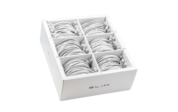 SLIM Patchkabel: 50cm, weiss, 90-Pack Cat.6A, U/FTP, LSOH, Klinke nicht brechbar