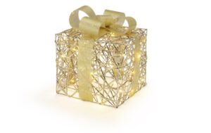 STT LED Dekoration Gold giftbox 40 LED, ww, 25x25x25cm, Timer 6/18, outdoor