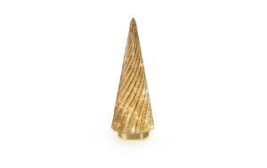 STT LED Glass tree brown 15 LED, ww, D12 x H33cm, Timer 6/8, indoor
