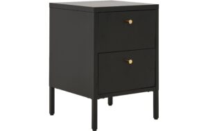 House Nordic Beistelltisch Dalby 2 Schublade, Stahl, Schwarz, 40x40x59.5cm