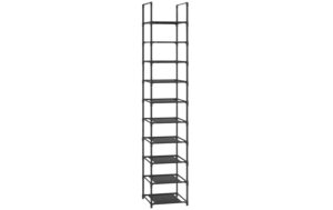 Songmics Schuhbregal mit 10 Ablagen,Schwarz 33x33x173 cm (LxBxH), Traglast proEbene 5kg