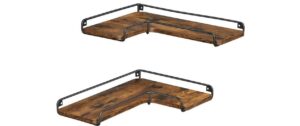 Vasagle Wandregal fürdie Ecke L-Form, 2erSet 40&29 x14x1.2 cm (LxBxH), Tragslast je 2 kg