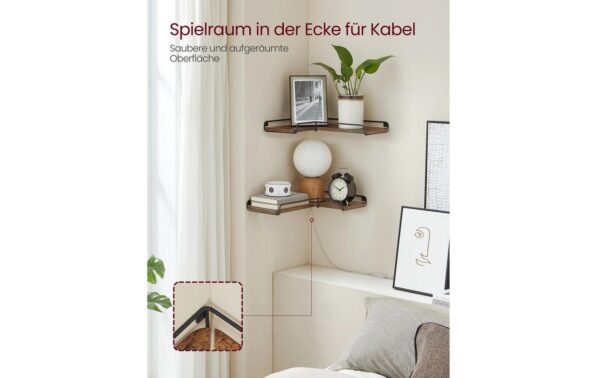 Vasagle Wandregal fürdie Ecke L-Form,2erSet 40&29 x14x1.2 cm (LxBxH), Tragslast je 2 kg