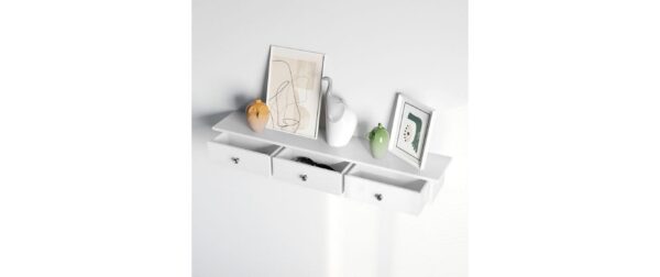 1771217_3 - Mediatech Songmics Wandregal mit Schubladen, Weiss 80x15x10 cm (LxBxH), Traglast 15 kg
