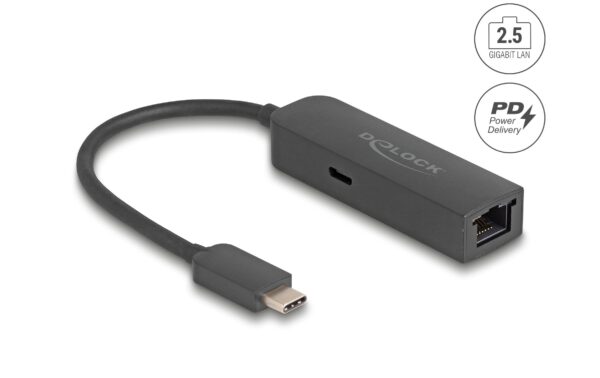 Delock USB Typ-C zu LAN Adapter mit Power Delivery 100W