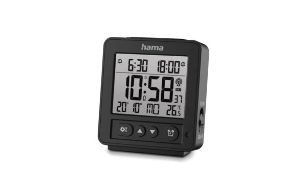 Hama Wecker digitaler Funkwecker Rhodos Schwarz, LCD, 13.5x10x4.5 cm kaufen Schweiz | Mediatech.ch