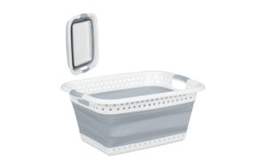 relaxdays Faltbarer Wäschekorb 37 Liter, Grau
