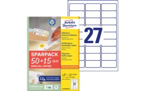 AZ Etiketten ablösbar 63,5X29,6mm 1.755 Etiketten / 65 Blatt