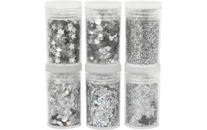 Creativ Company Glitter- und Pailetten-Sor. Bio silber, 6 x 5 g