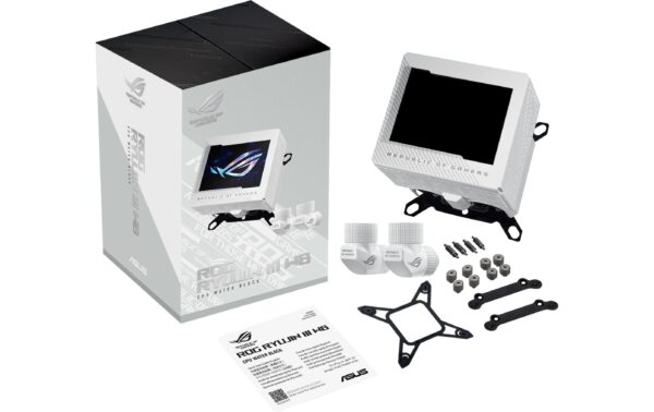 1785886_4 - Mediatech Asus ROG RYUJIN III WB WHT CPU-Wasserblock, 3.5 LCD, 2x Fittings