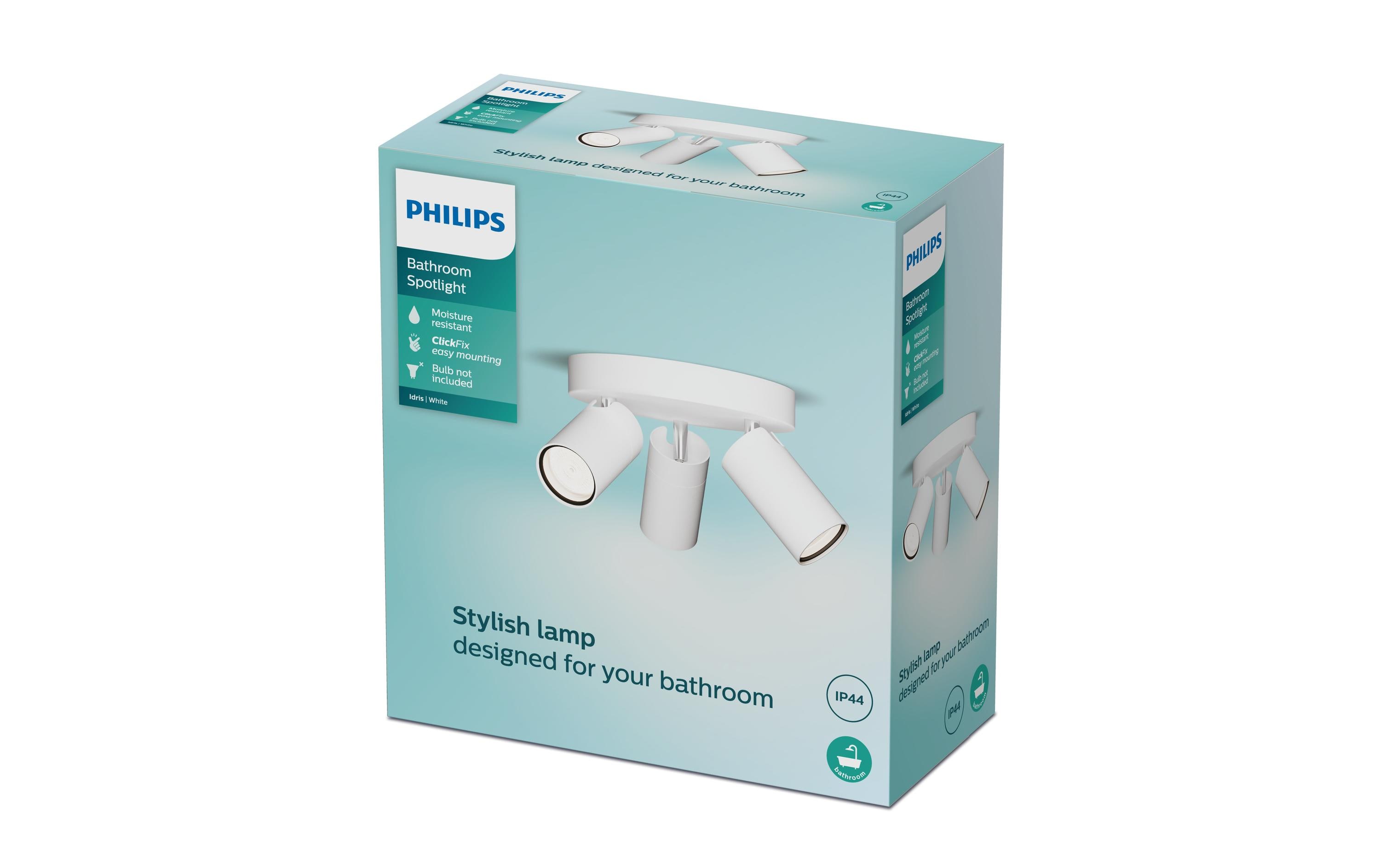 1787783_2 - Mediatech Philips 3er Spot Idris 5W GU10, IP44, rund, ws, ohne Leuchtmittel