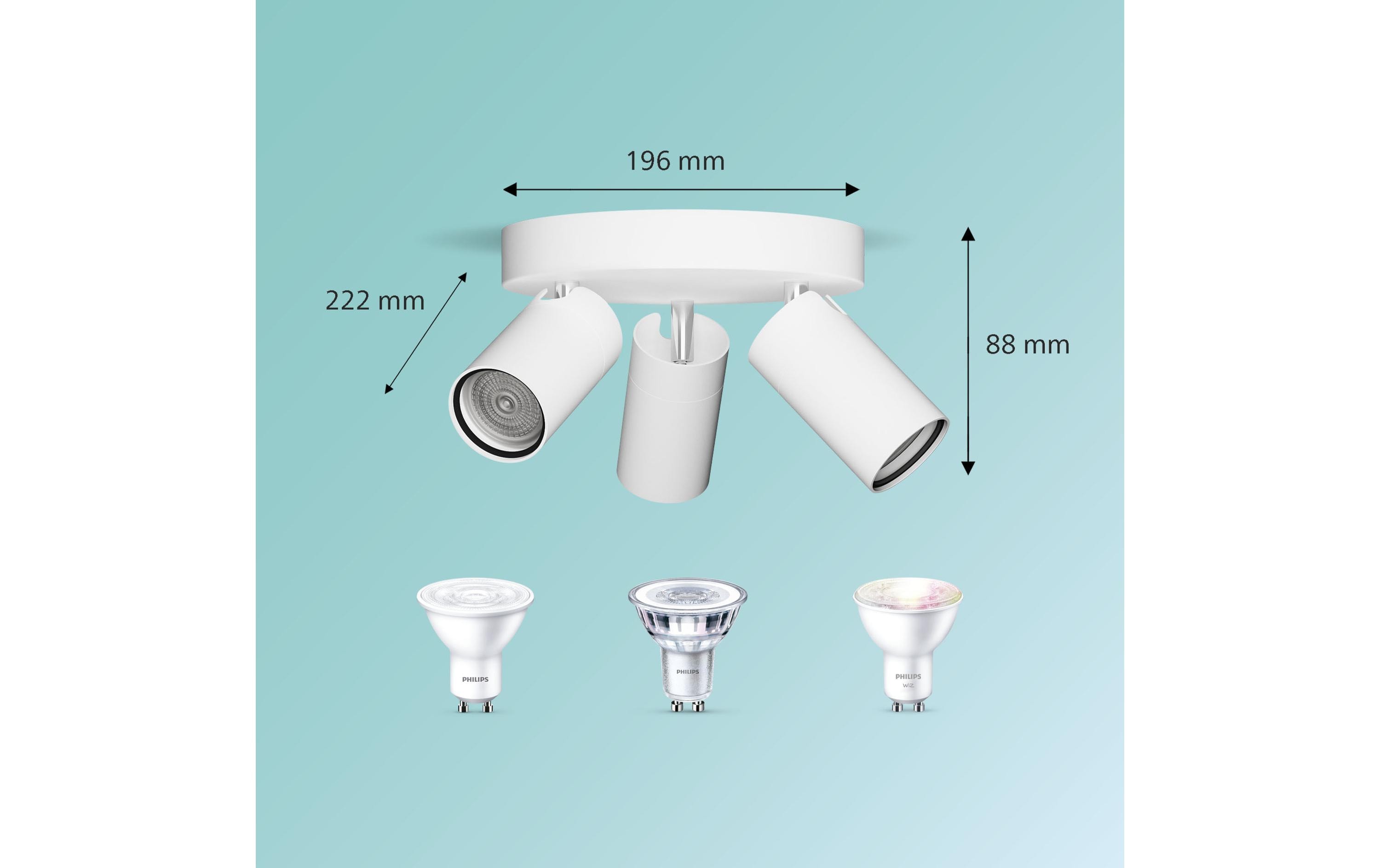 1787783_3 - Mediatech Philips 3er Spot Idris 5W GU10, IP44, rund, ws, ohne Leuchtmittel