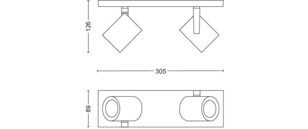 1787993_3 - Mediatech Philips Hue White & Col. amb. argenta 2 flg. weiss 2x350lm