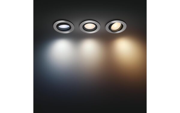 Philips Hue White amb Milliskin Einbauspot rund aluminium 3x350lm