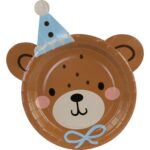 Partydeco Teller Teddybär Kopf braun, 21 x 23 cm, 6 Stück