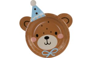 Partydeco Teller Teddybär Kopf braun, 21 x 23 cm, 6 Stück