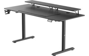 Ultradesk Higlander XXL Gaming Table Schwarz, höhenverstellbar, inkl. 2 Regalen