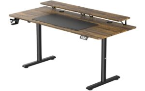 1796229 - Mediatech Ultradesk Higlander XXL Gaming Table Braun, höhenverstellbar, inkl. 2 Regalen