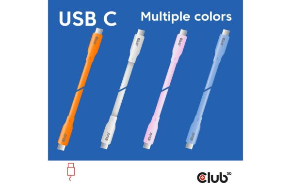 Club 3D, USB Lifestyle USB-C Kabel PD 240W,20Gbps 2m weiss